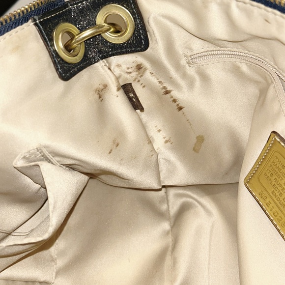 COACH Poppy Signature Purse 15525 Royal Blue Leather Gold - Picture 9 of 9